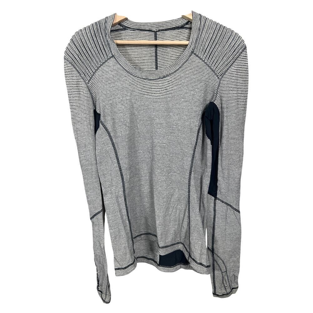 Lululemon Rulu Star Runner Tonka Stripe Top Size 8 Long Sleeve